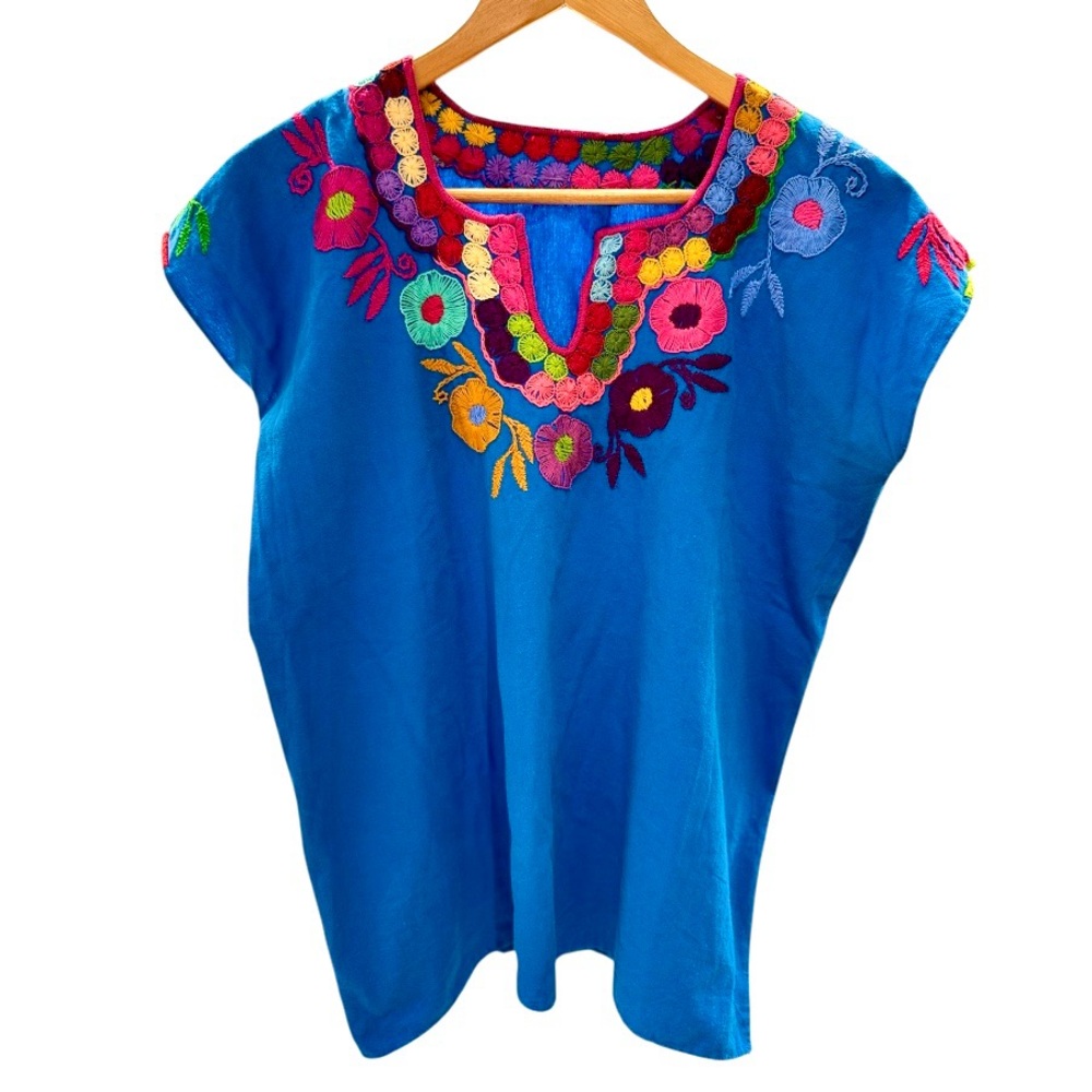 Embroidered Blue Women's Top